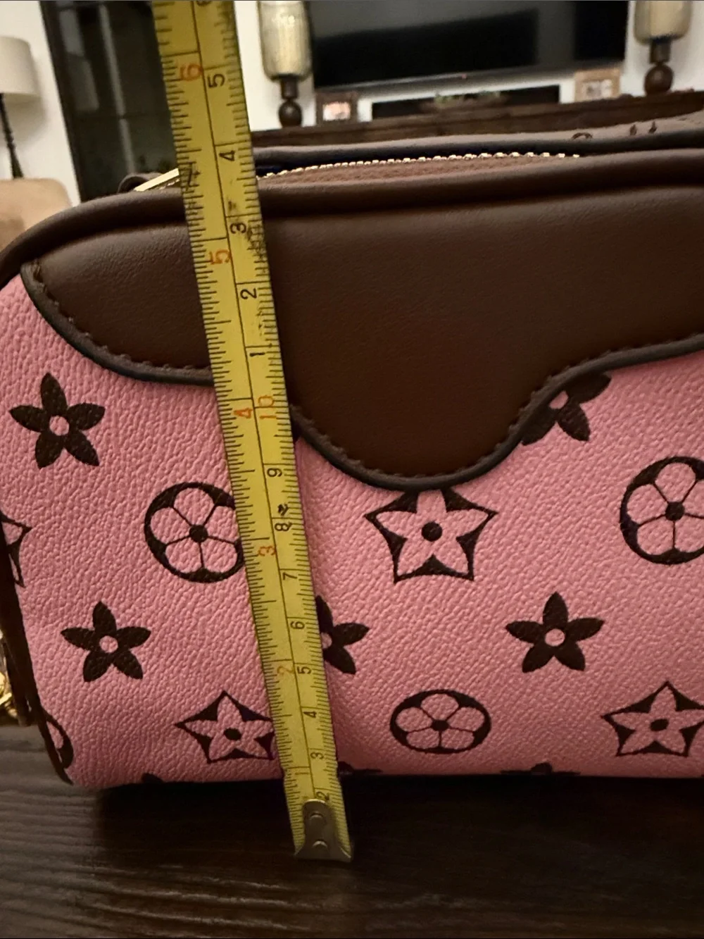 Pink and Brown Kids Crossbody Bag with Gold Chain Strap
